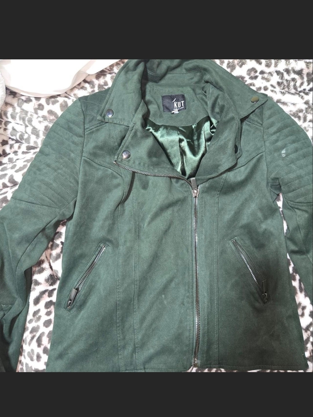Kut from the Kloth Forest Green Moto Jacket